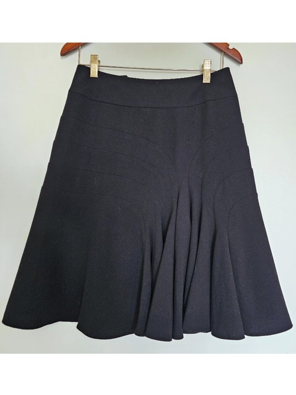 Leifsdottir A-Line Flared Knee Length Asymmetrical Flowy Flounce Midi Skirt 4